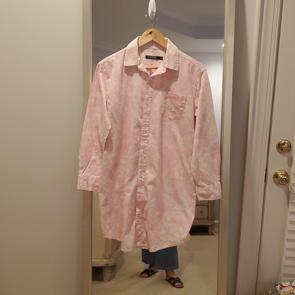 LAUREN Ralph Lauren Pink Rose 100% Cotton Sleep Shirt (20)